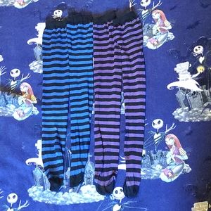 2 PAIRS Striped Thigh High Socks